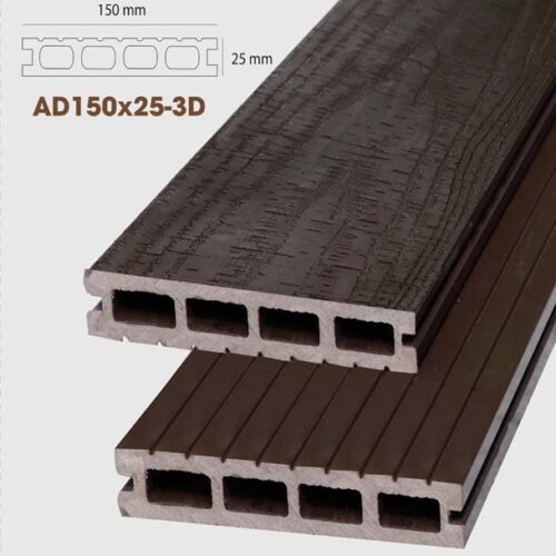 Sàn Gỗ Ngoài Trời AWood-AD150x25-3D-socola