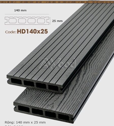 Sàn Gỗ Ngoài Trời AWood-HD140x25-darkgrey