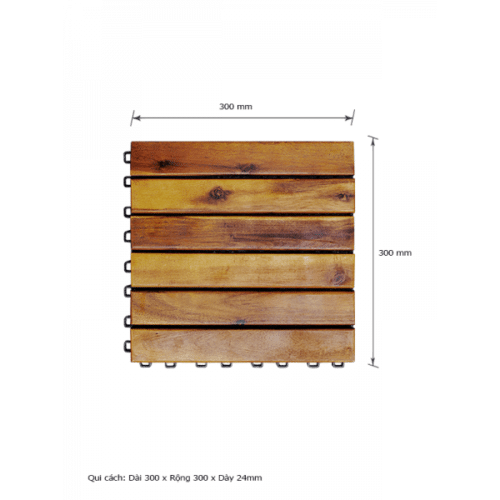 Vỉ Gỗ Tự Nhiên Tràm Bông Vàng 6 Nan 300x300x24