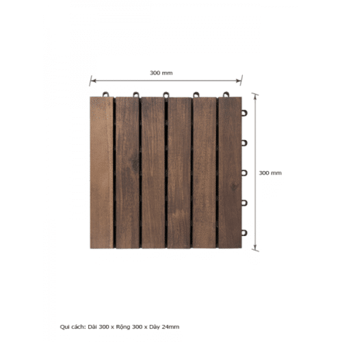 Vỉ Gỗ Tự Nhiên Tràm Bông Vàng -BROWN-300x300x24