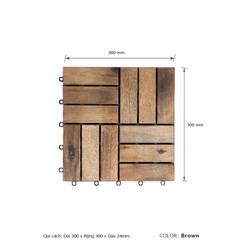 Vỉ Gỗ Tự Nhiên Tràm Bông Vàng Brown 12 Nan300x300