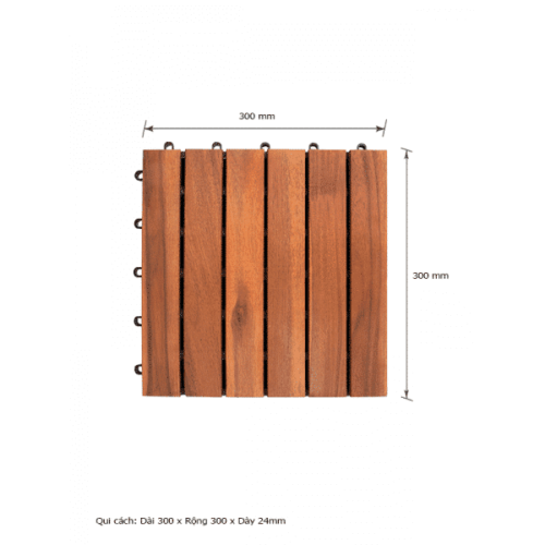 Vỉ Gỗ Tự Nhiên Tràm Bông Vàng -red-300x300x24