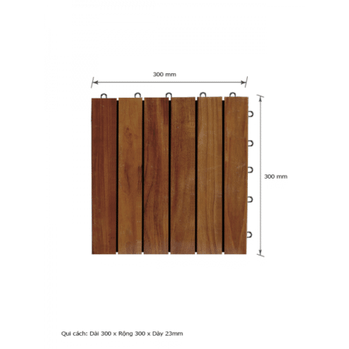 Vỉ Gỗ Tự Nhiên Căm Xe 6 Nan 300x300x23