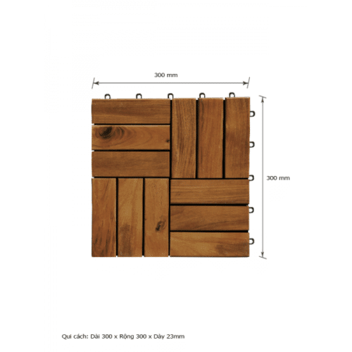 Vỉ Gỗ Tự Nhiên Căm Xe 300x300x23 12 Nan