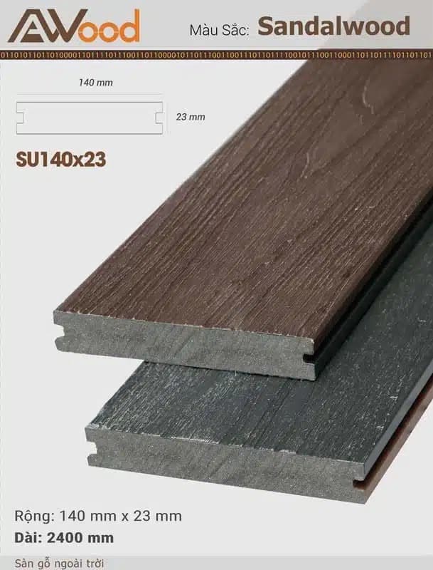 Sàn gỗ nhựa AWood - SU140x23-Sandalwood